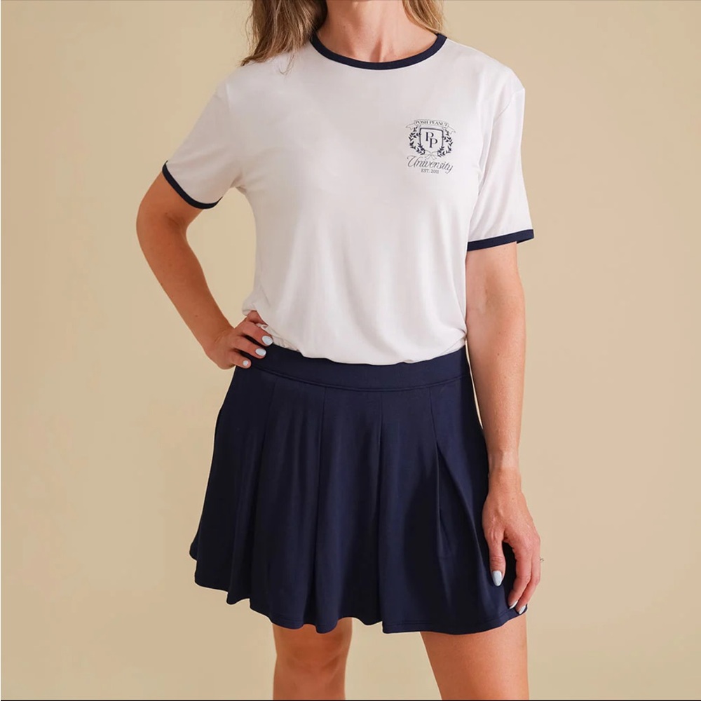 Posh Peanut Varsity Navy Pleated Skort - Sz S
